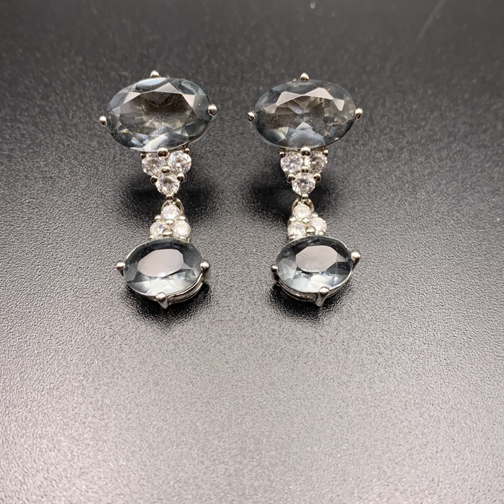 Sterling silver and gem drop earrings.